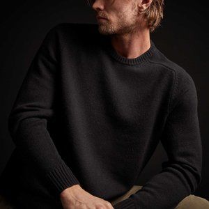 James Perse Cashmere Saddle Shoulder Crew - Black - New